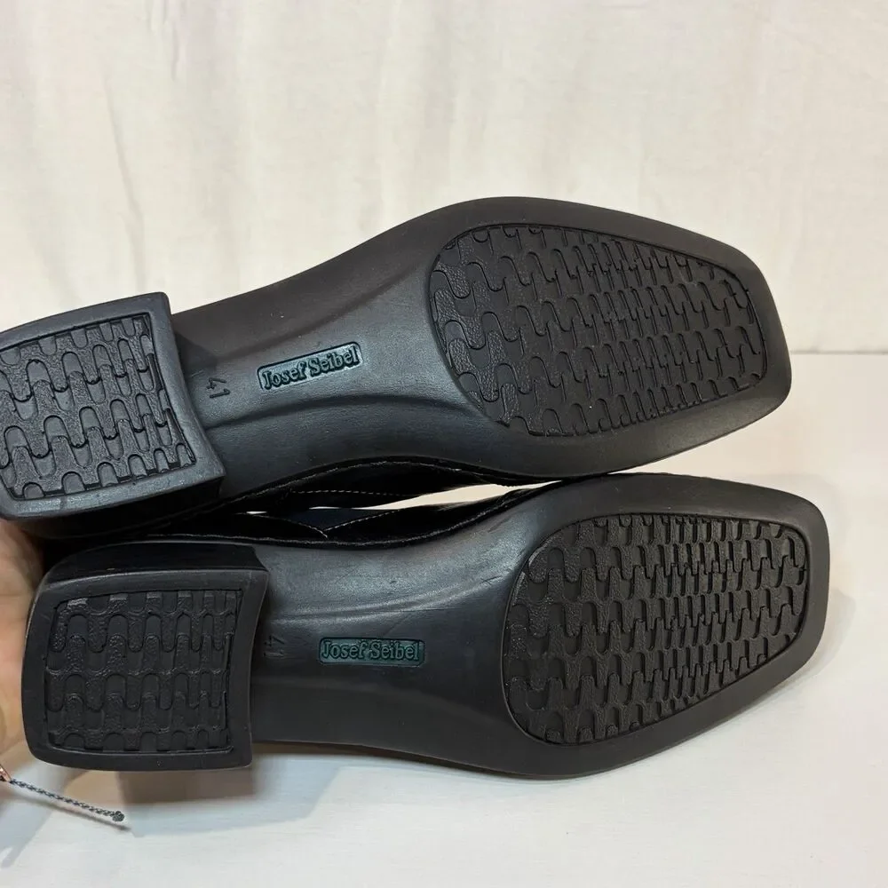 Josef Seibel Women’s Size 41 US 10.5 Black Leather Slip On Comfort Loafer Heels